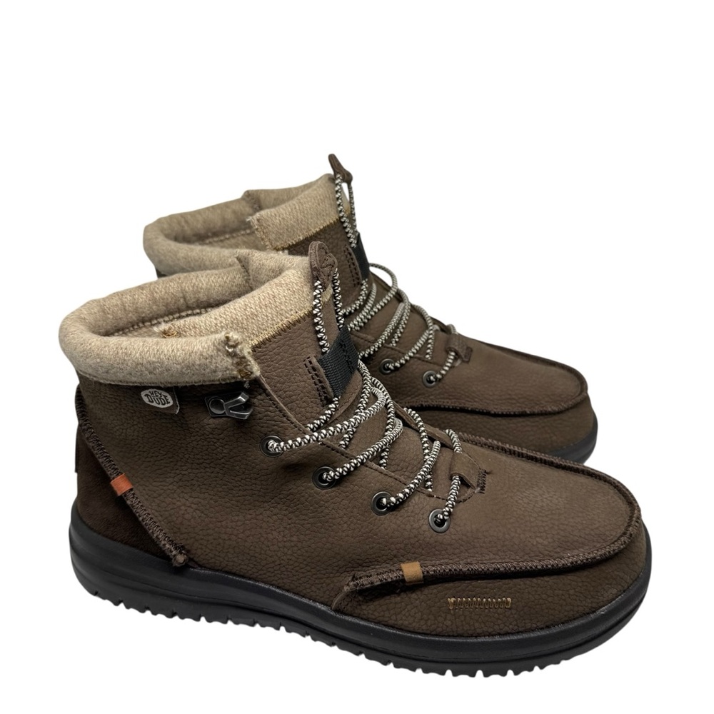 Hey Dude Mens Leather Bradley Boots Brown Color Size 8 - Picture 2 of 11